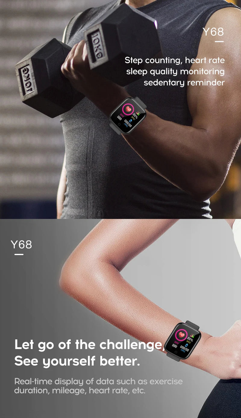 Reloj inteligente multifuncional para hombre y mujer, pulsera deportiva con Bluetooth, Monitor de sueño y música, D20, Y68