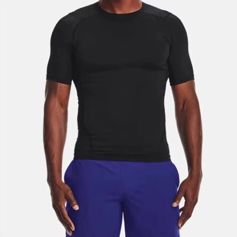 Camiseta para correr para hombre, camisetas deportivas de manga corta de verano para hombre, camiseta de entrenamiento, medias ajustadas, camisetas de compresión para gimnasio y Fitness para hombre