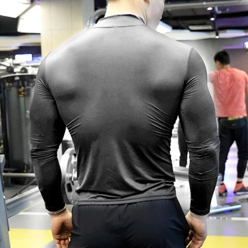 Camiseta de manga larga para hombre, camiseta de compresión de secado rápido para gimnasio, camisas informales de gran tamaño, Tops, blusa transpirable, camisetas, ropa para hombre