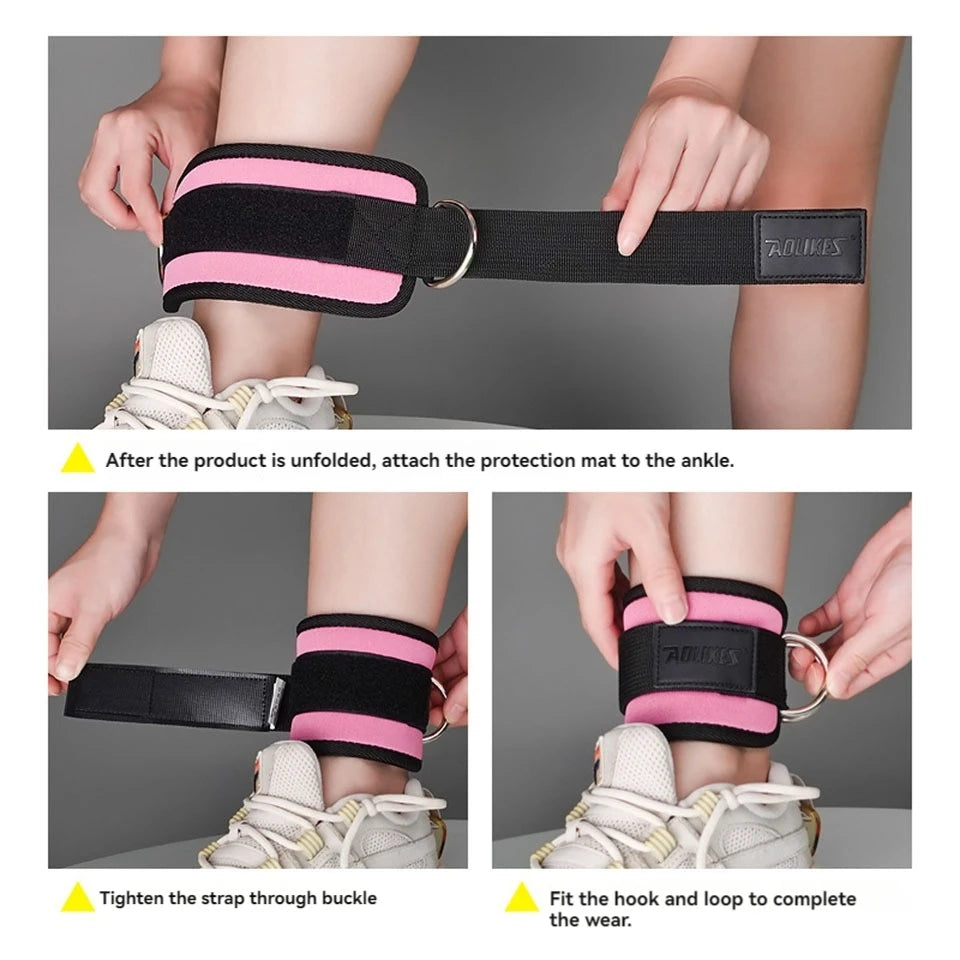 AOLIKES-Puños acolchados ajustables para muñeca y tobillo, correas acolchadas, anillo en D, cola para máquina de Cable, Ideal para ejercicios de glúteos