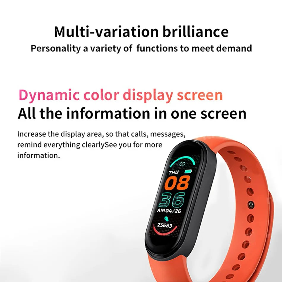 Reloj inteligente M6 para hombre y mujer, pulsera deportiva con Monitor de frecuencia cardíaca y presión arterial, resistente al agua, multifunción