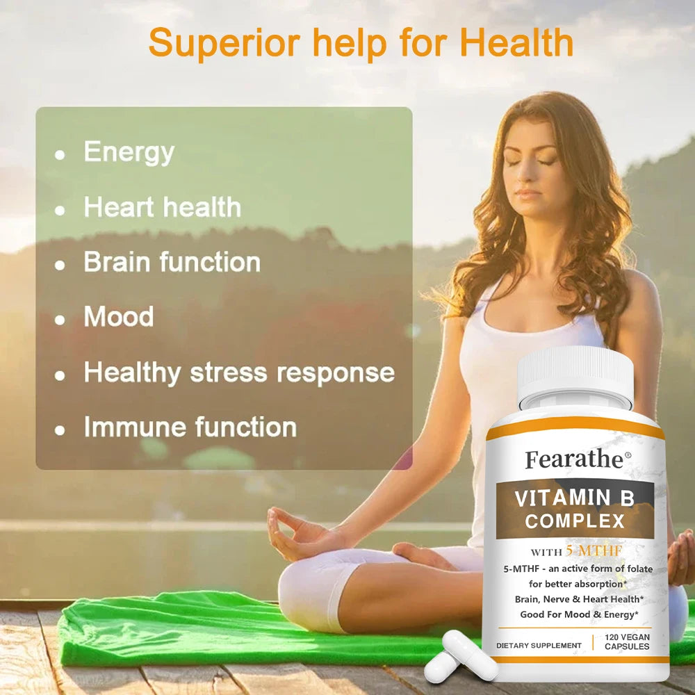 Complejo de vitamina B - Máximo absorción - Producción de energía celular, mantenimiento de niveles de energía general