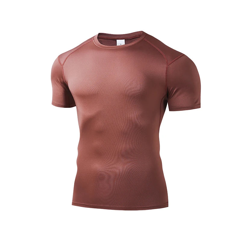 Camiseta para correr para hombre, camisetas deportivas de manga corta de verano para hombre, camiseta de entrenamiento, medias ajustadas, camisetas de compresión para gimnasio y Fitness para hombre