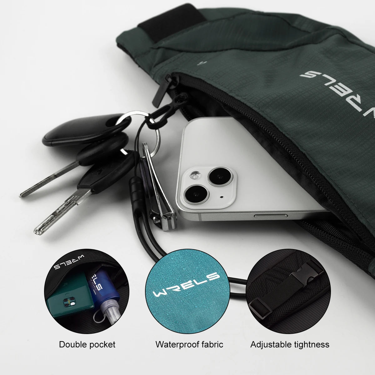 Riñonera para correr al aire libre, bolsa ultrafina para teléfono móvil, elástica, deportiva, impermeable, ajustada, para teléfono móvil