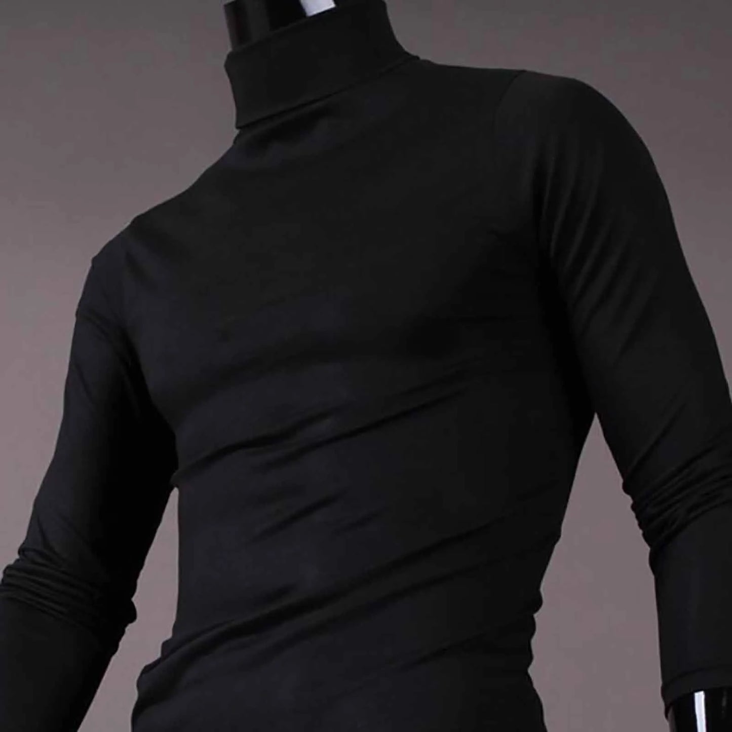 Camiseta básica lisa de fondo para hombre, Jersey informal ajustado de cuello alto básico, Tops finos de otoño y primavera