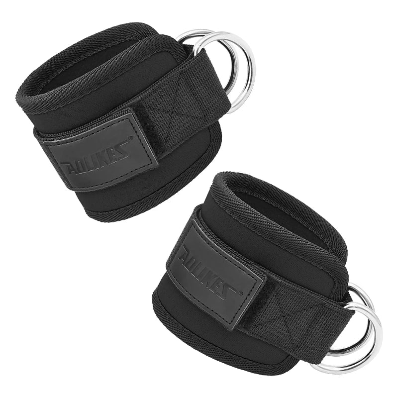 AOLIKES-Puños acolchados ajustables para muñeca y tobillo, correas acolchadas, anillo en D, cola para máquina de Cable, Ideal para ejercicios de glúteos