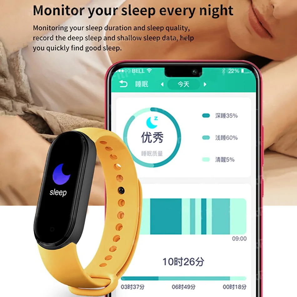 Reloj inteligente M6 para hombre y mujer, pulsera deportiva con Monitor de frecuencia cardíaca y presión arterial, resistente al agua, multifunción