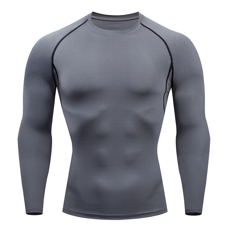 Camiseta de compresión para correr para hombre, camisa deportiva de manga apretado largo para entrenamiento, Jogging, ropa deportiva para gimnasio, ajuste seco, Rashgard