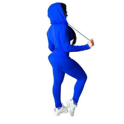 Trajes de Jogging para mujer, sudaderas con capucha informales con cremallera, Top, pantalones de chándal, trajes de Jogger, ropa deportiva femenina, invierno, 2 piezas