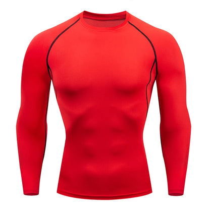 Camiseta de compresión para correr para hombre, camisa deportiva de manga apretado largo para entrenamiento, Jogging, ropa deportiva para gimnasio, ajuste seco, Rashgard