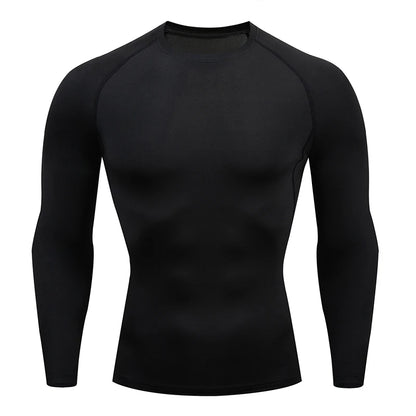 Camiseta de compresión para correr para hombre, camisa deportiva de manga apretado largo para entrenamiento, Jogging, ropa deportiva para gimnasio, ajuste seco, Rashgard