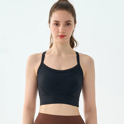 2024 New H-shaped Back Sports Bra for Women's Summer Shockproof Skin Friendly Naked Yoga Tank Top Advanced Pilates Fitness Bra