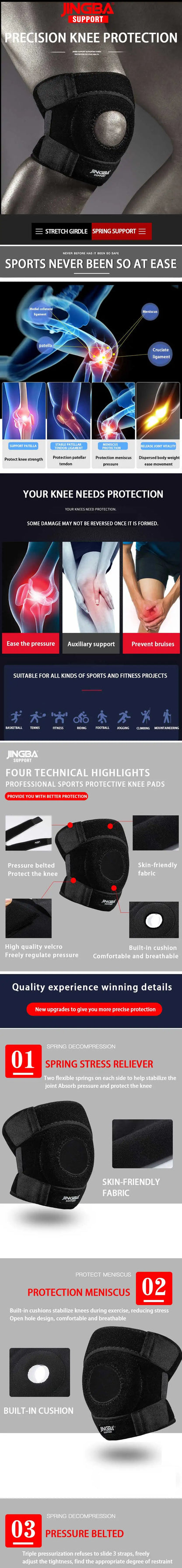JINGBA SUPPORT rodillera voleibol rodillera deportes al aire libre baloncesto Anti-caída rodillera protector rodillera deportiva