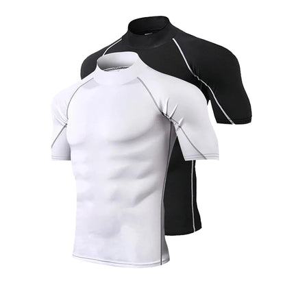 Camiseta de compresión para hombre, ropa deportiva de culturismo, camisetas de entrenamiento de secado rápido de manga corta, camisetas deportivas, camiseta para gimnasio y correr para hombre