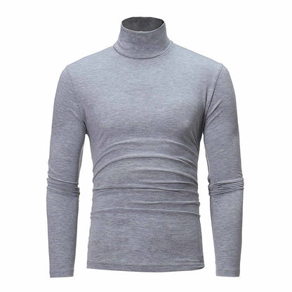 Camiseta básica lisa de fondo para hombre, Jersey informal ajustado de cuello alto básico, Tops finos de otoño y primavera
