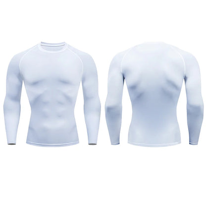 Camiseta de compresión para correr para hombre, camisa deportiva de manga apretado largo para entrenamiento, Jogging, ropa deportiva para gimnasio, ajuste seco, Rashgard