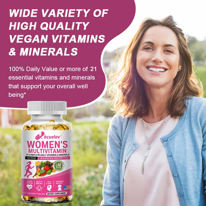 Multivitamina: mejora la absorción de nutrientes, la salud del corazón, soporte de energía natural, complemento alimenticio completo, sin OGM, sin gluten
