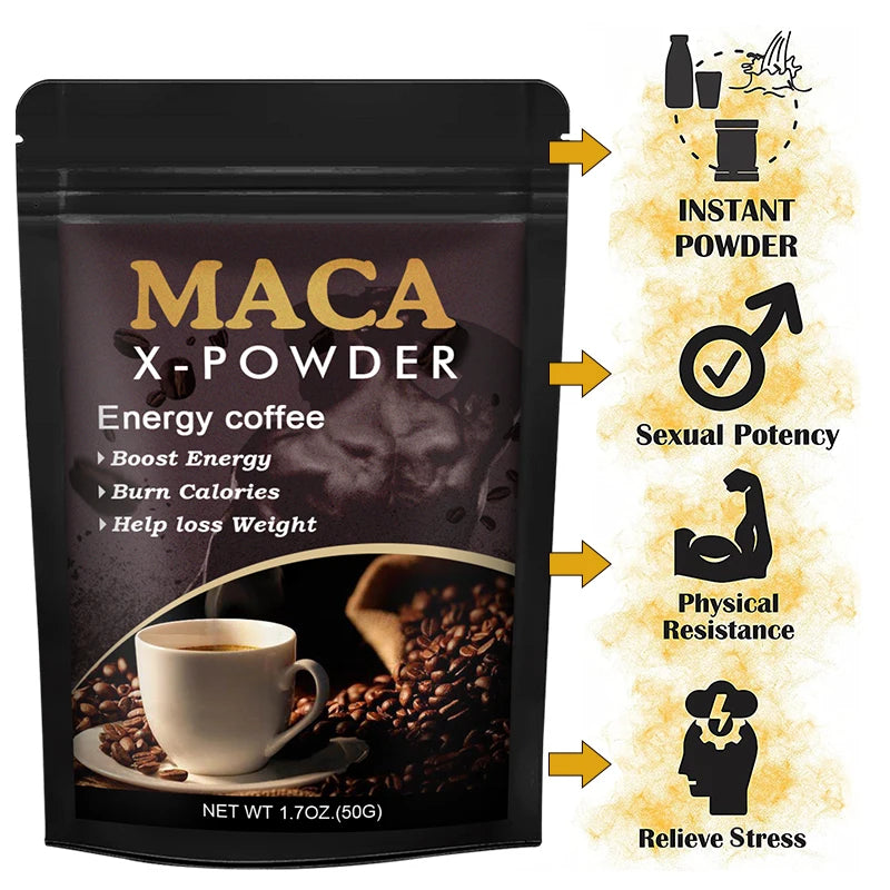 BEWORTHS Café de raíz de maca: suplemento de energía natural, apoya el rendimiento y la motivación atlética, construye los músculos y fortalece