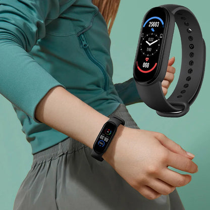 Reloj inteligente M6 para hombre y mujer, pulsera deportiva con Monitor de frecuencia cardíaca y presión arterial, resistente al agua, multifunción
