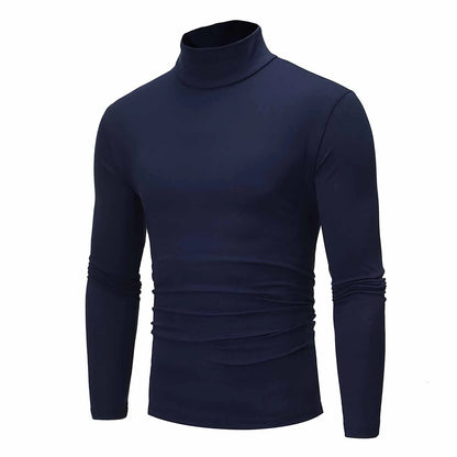 Camiseta básica lisa de fondo para hombre, Jersey informal ajustado de cuello alto básico, Tops finos de otoño y primavera