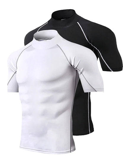 Camiseta de compresión para hombre, ropa deportiva de culturismo, camisetas de entrenamiento de secado rápido de manga corta, camisetas deportivas, camiseta para gimnasio y correr para hombre