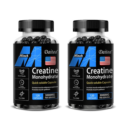 Daitea Creatine Monohidratos de 3000 mg: Fuerza, Músculo y Rendimiento, Suplemento Nutritivo para Adultos Compatible con Keto