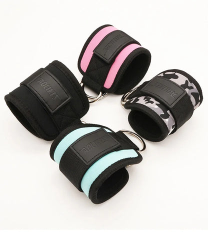 AOLIKES-Puños acolchados ajustables para muñeca y tobillo, correas acolchadas, anillo en D, cola para máquina de Cable, Ideal para ejercicios de glúteos