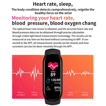 Reloj inteligente M6 para hombre y mujer, pulsera deportiva con Monitor de frecuencia cardíaca y presión arterial, resistente al agua, multifunción