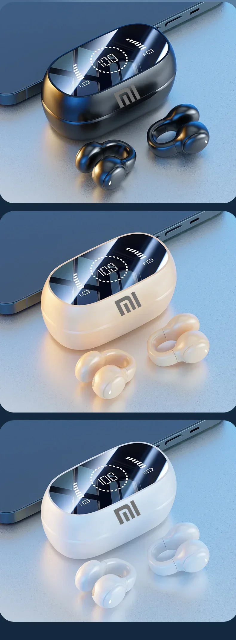 XIAOMI-auriculares inalámbricos con Bluetooth, cascos de conducción ósea con cancelación de ruido y micrófono para deportes, estuche de carga