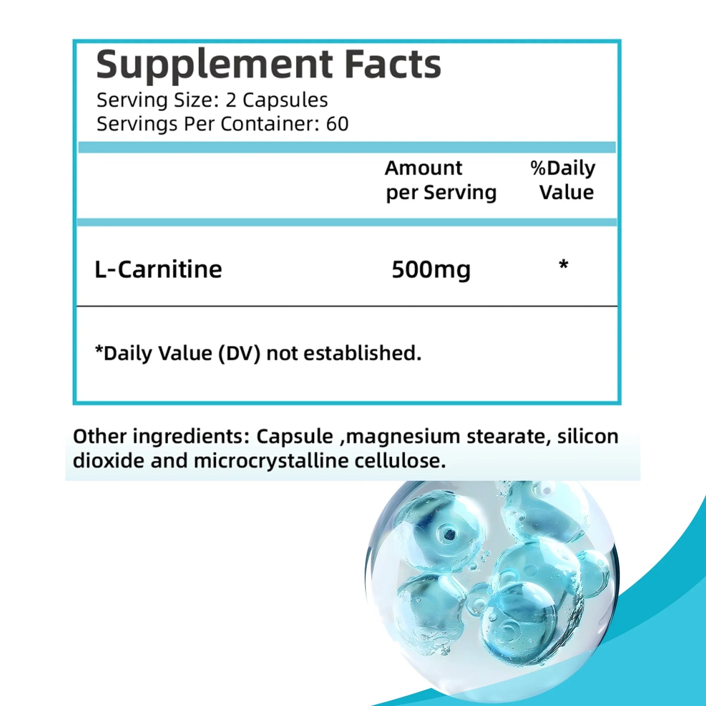 L-Carnitina - Quemador de grasa, apoyo a la energía, promover el metabolismo, crecer los músculos, mejora la memoria y la concentración - 120 cápsulas