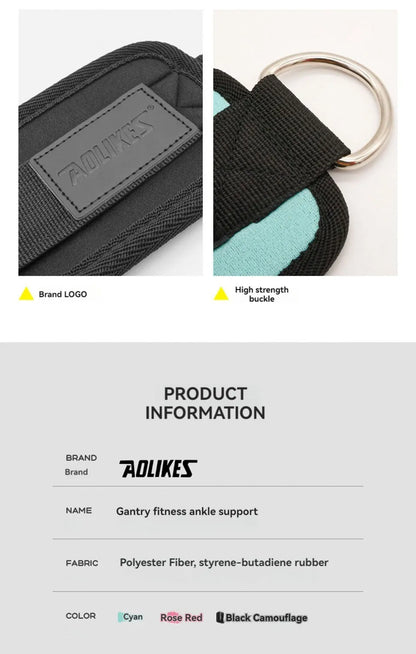 AOLIKES-Puños acolchados ajustables para muñeca y tobillo, correas acolchadas, anillo en D, cola para máquina de Cable, Ideal para ejercicios de glúteos