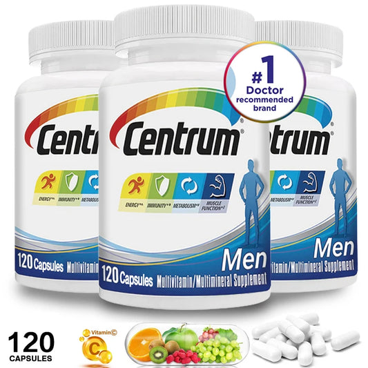 Centrum Multivitamina para hombres y suplementos minerales, soporte energético, masa muscular, sistema inmunológico, antioxidantes