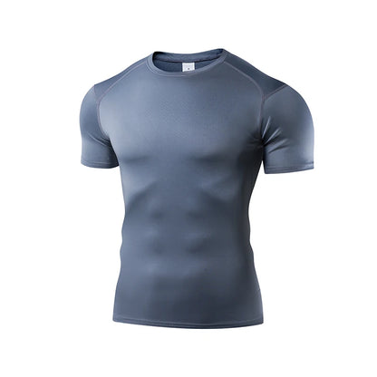 Camiseta para correr para hombre, camisetas deportivas de manga corta de verano para hombre, camiseta de entrenamiento, medias ajustadas, camisetas de compresión para gimnasio y Fitness para hombre