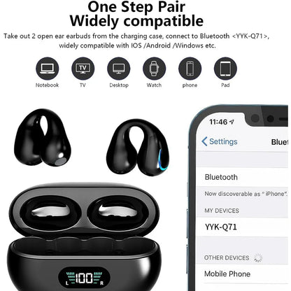 Auriculares deportivos inalámbricos de oreja abierta, auriculares BT inalámbricos con clip para Android iPhone, auriculares de conducción de aire para ciclismo, correr