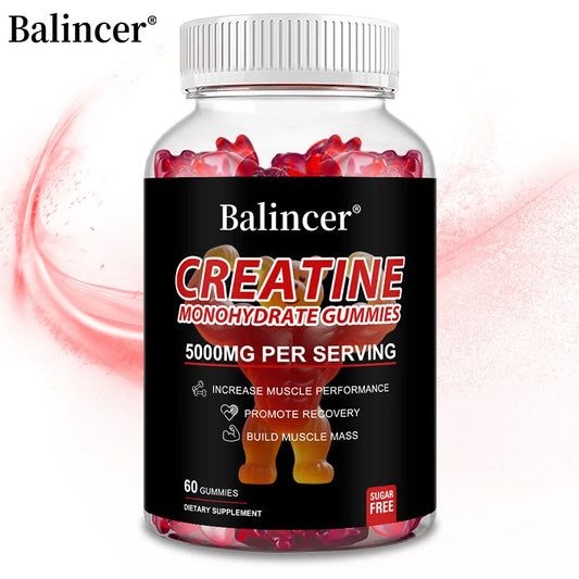 Gomitas monohidratadas de creatina: entrenamiento pre/post, fitness, fuerza, desarrollo muscular, proporciona suplementos energéticos