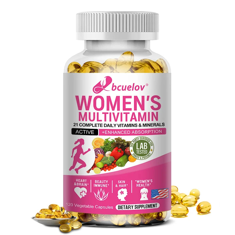 Multivitamina: mejora la absorción de nutrientes, la salud del corazón, soporte de energía natural, complemento alimenticio completo, sin OGM, sin gluten