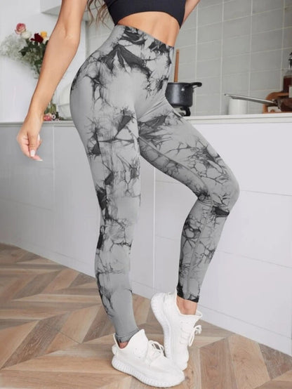 Mallas de cintura alta sin costuras para mujer, Leggings de teñido anudado, pantalones de Yoga para correr y Fitness, medias elásticas de punto de elevación de cadera