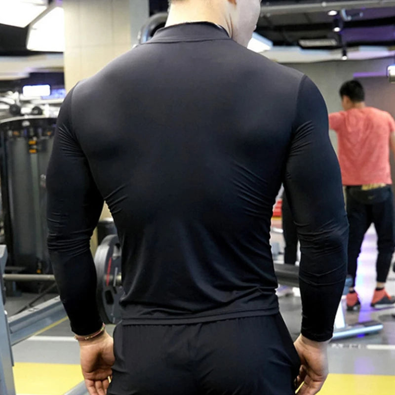 Camiseta de manga larga para hombre, camiseta de compresión de secado rápido para gimnasio, camisas informales de gran tamaño, Tops, blusa transpirable, camisetas, ropa para hombre