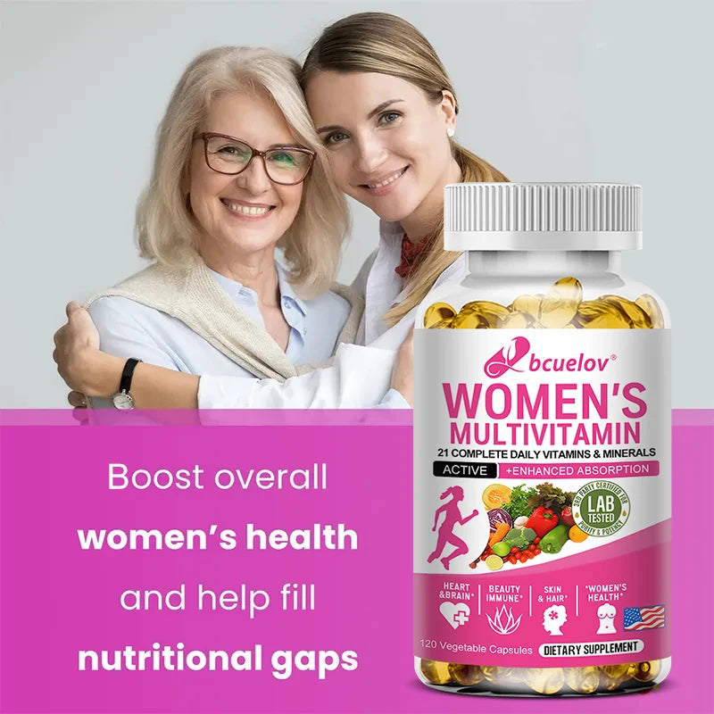 Multivitamina: mejora la absorción de nutrientes, la salud del corazón, soporte de energía natural, complemento alimenticio completo, sin OGM, sin gluten