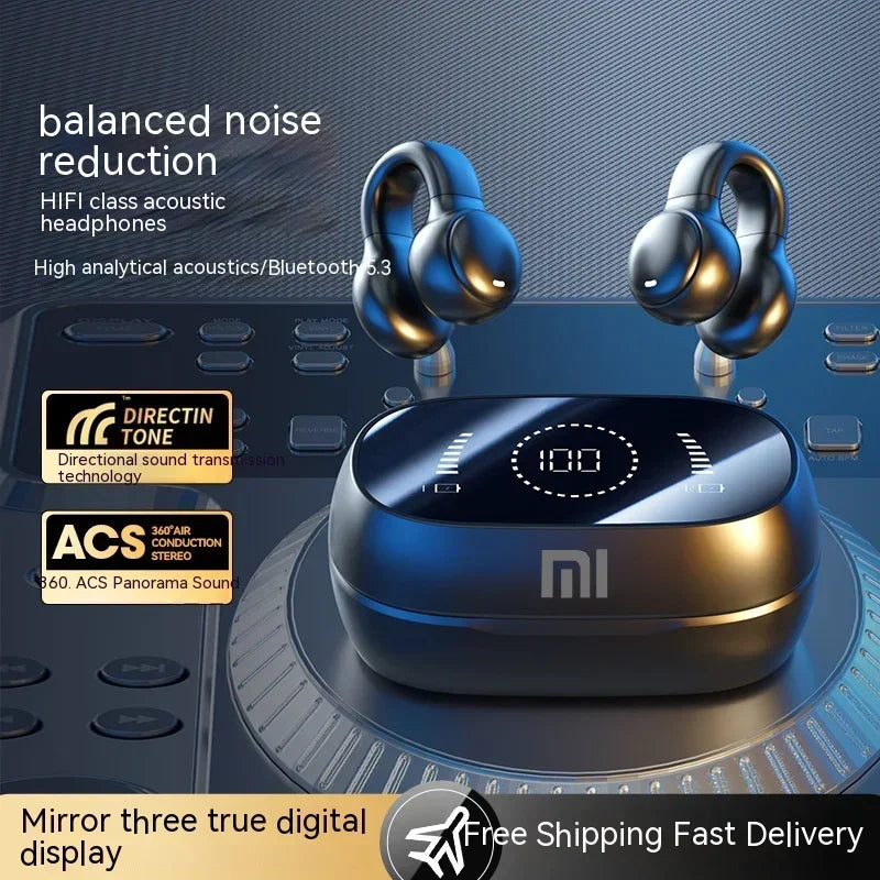 XIAOMI-auriculares inalámbricos con Bluetooth, cascos de conducción ósea con cancelación de ruido y micrófono para deportes, estuche de carga