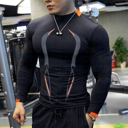 Camiseta de manga larga para hombre, camiseta de compresión de secado rápido para gimnasio, camisas informales de gran tamaño, Tops, blusa transpirable, camisetas, ropa para hombre
