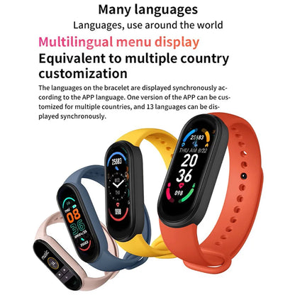 Reloj inteligente M6 para hombre y mujer, pulsera deportiva con Monitor de frecuencia cardíaca y presión arterial, resistente al agua, multifunción
