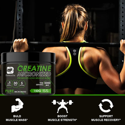 BEWORTHS-creatina monohidrato, suplementos dietéticos deportivos para entrenamiento, construcción muscular, energía celular, mejora la fuerza muscular