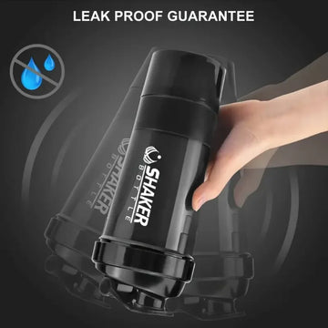 Botella coctelera con contenedor de energía, 2 niveles, batidos de proteínas, botella coctelera en polvo, botella de agua deportiva, Ideal para deportes, gimnasio y Fitness