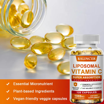 Suplemento liposomal de vitamina C: vitamina C soluble en grasa, fácil de absorber, antioxidante, apoya el sistema inmunológico, promover la salud de la piel