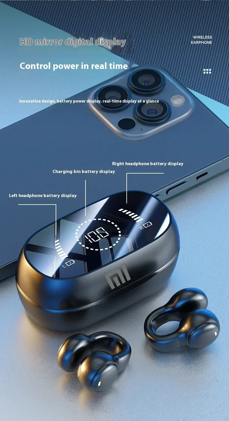 XIAOMI-auriculares inalámbricos con Bluetooth, cascos de conducción ósea con cancelación de ruido y micrófono para deportes, estuche de carga