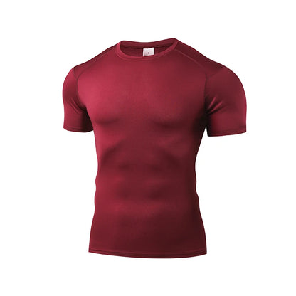 Camiseta para correr para hombre, camisetas deportivas de manga corta de verano para hombre, camiseta de entrenamiento, medias ajustadas, camisetas de compresión para gimnasio y Fitness para hombre