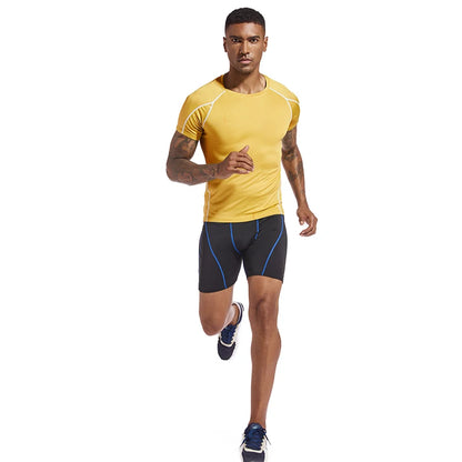 Camiseta para correr para hombre, ropa deportiva de verano, camiseta ajustada para gimnasio, camisetas deportivas para Fitness, medias atléticas elásticas, camisas de compresión para hombre