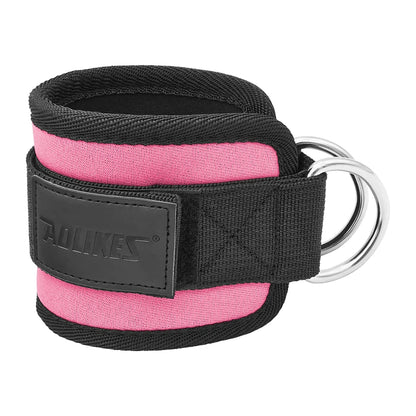 AOLIKES-Puños acolchados ajustables para muñeca y tobillo, correas acolchadas, anillo en D, cola para máquina de Cable, Ideal para ejercicios de glúteos