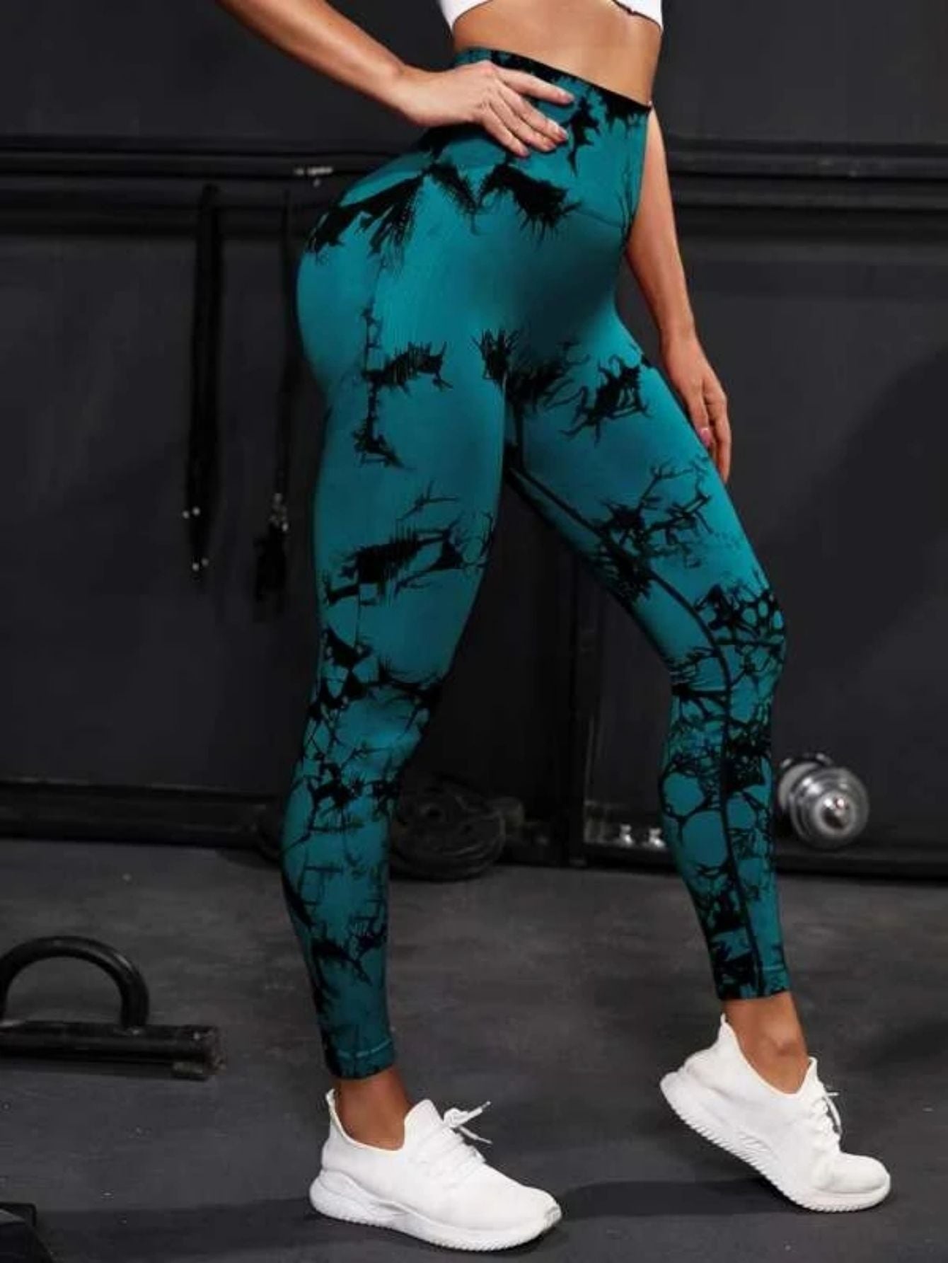 Mallas de cintura alta sin costuras para mujer, Leggings de teñido anudado, pantalones de Yoga para correr y Fitness, medias elásticas de punto de elevación de cadera